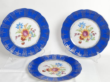 (3) Vintage Czech Porcelain Hand Painted Plates