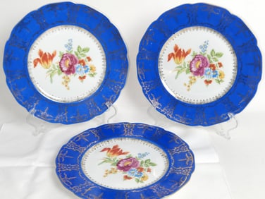 (3) Vintage Czech Porcelain Hand Painted Plates