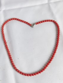 Vintage Red Coral Bead Necklace