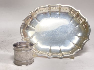 Sterling Silver Napkin Ring with Silver Plated Dis