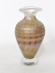 Vintage Gold Iridescent Swirl Glass Bottle