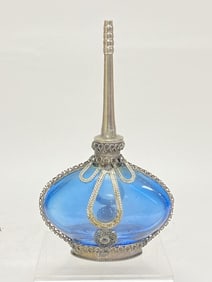 Vintage Moroccan Blue Glass Perfume Bottle