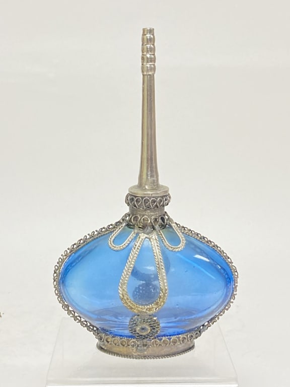 Vintage Moroccan Blue Glass Perfume Bottle (1 of 3)