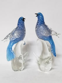 Pr. of Vintage Formia Murano Italy Silver Glitter