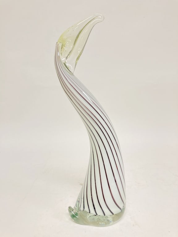 Vintage Murano Italy Striped Glass Toucan: Vintage Murano Italy Striped Glass Toucan, 11 3/8in