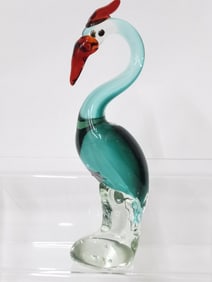 Murano Designed Millefiori Green Art Glass Bird