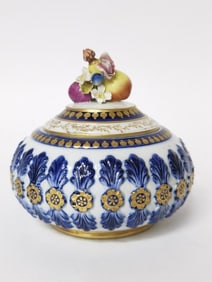 Vintage Mangani Italy Porcelain Cobalt Blue Applie
