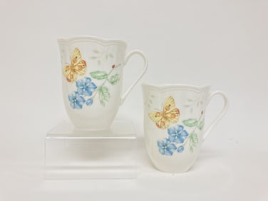 Pr. of Lenox Porcelain Butterfly Meadow Orange Sul