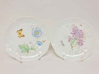 (2) Lenox Porcelain Butterfly Meadow Accent Plates