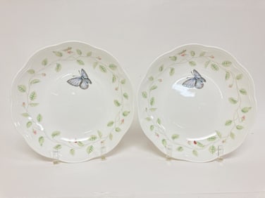 Pr. of Lenox Porcelain Butterfly Meadow Pasta Bowl