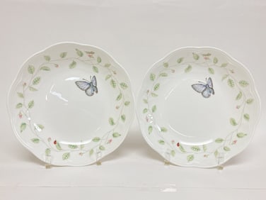 Pr. of Lenox Porcelain Butterfly Meadow Pasta Bowl