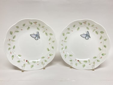 Pr. of Lenox Porcelain Butterfly Meadow Pasta Bowl