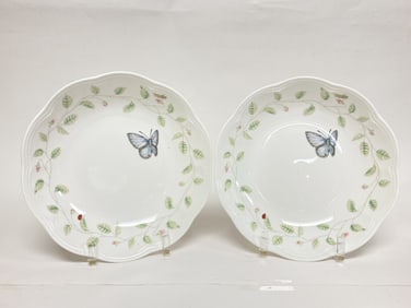Pr. of Lenox Porcelain Butterfly Meadow Pasta Bowl