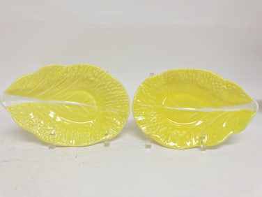 Pr. of Vintage Secla Portugal Porcelain Yellow Cab