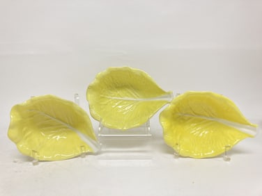 (3) Vintage Secla Portugal Porcelain Yellow Cabbag