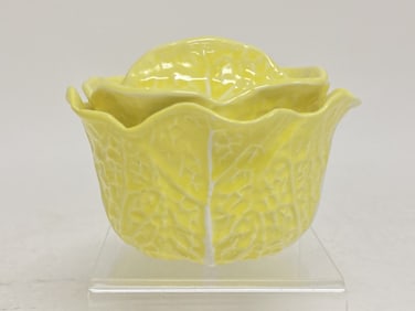 Vintage Secla Portugal Porcelain Yellow Cabbage Bo