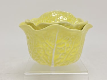Vintage Secla Portugal Porcelain Yellow Cabbage Bo