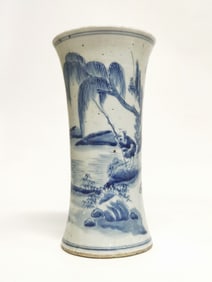 Qing Chinese Porcelain B&W Gu Vase