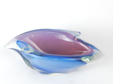 Large Vintage Murano Italy Sommerso Glass Bowl