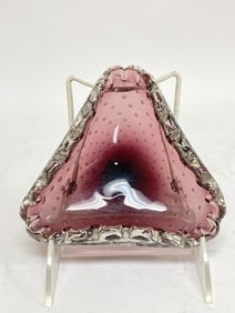 Vintage Murano Italy Controlled Bubble Amethyst Gl