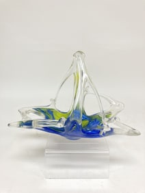 Vintage Lavorazione Arte Murano Italy Glass Basket