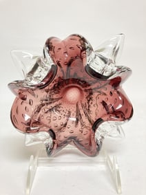 Vintage Murano Italy Controlled Bubble Amethyst G