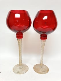 (2) Home Essentials Red Voltare Glasses
