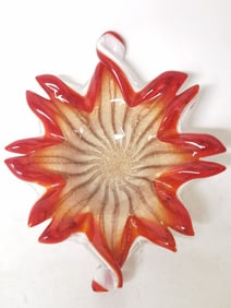 Vintage Murano Italy Red with Encased White Glass