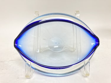 Mid-Century Murano Italy Blue Sommerso Glass Ashtr