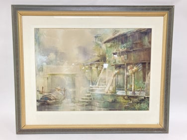 Signed Chinese Scenery Watercolor Painting