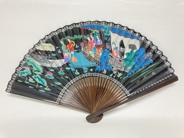 Vintage Chinese Hand Painted Folding Fan