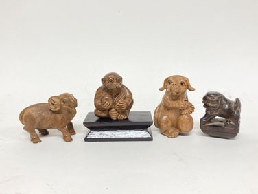 Group of Japanese Wood Carved Netsukes