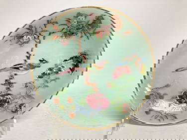 19th C. Chinese Porcelain Pea Glaze Famille Rose P (1 of 3)