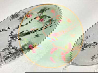 19th C. Chinese Porcelain Pea Glaze Famille Rose P (1 of 3)