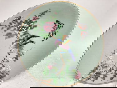 19th C. Chinese Porcelain Pea Glaze Famille Rose P (1 of 3)