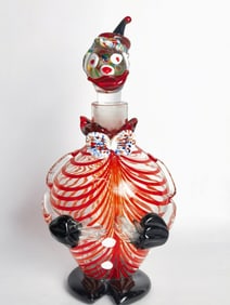 Vintage Murano Italy Swirl Art Glass Clown Decante