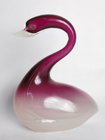 Vintage Murano Italy Amethyst Glass Swan