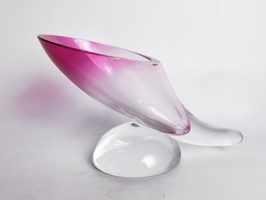 Vintage Val.St. Lambert Magenta Cornucopia Vase