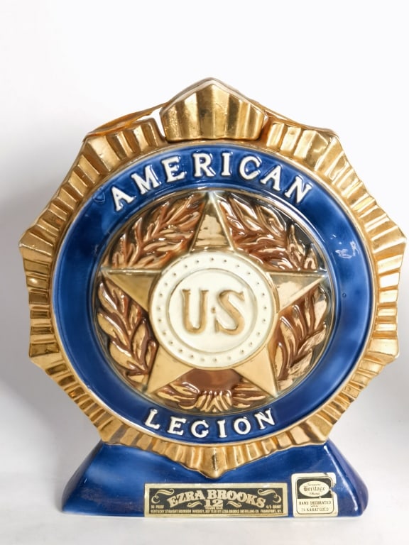 1971 Vintage Ezra Brooks "American Legion" Whiskey: 1971 Vintage Ezra Brooks "American Legion" Whiskey, 9.75in