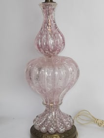 Vintage Murano Italy Pink and Silver Glitter Glass