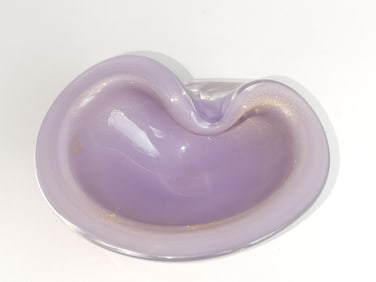 Vintage Murano Italy Gold Glitter Purple Glass Bow