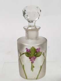 Vintage Signed GJ Hand Painted Frosted Glass Perfu