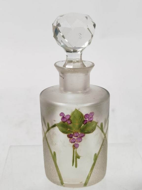 Vintage Signed GJ Hand Painted Frosted Glass Perfu (1 of 5)