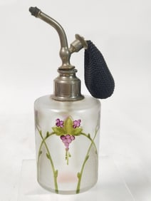 Vintage Hand Painted Frosted Glass Perfume Atomize