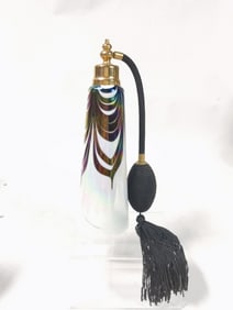 Vintage Iridescent Pulled Feather Glass Perfume At