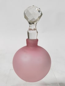Vintage Frosted Pink Glass Perfume Bottle