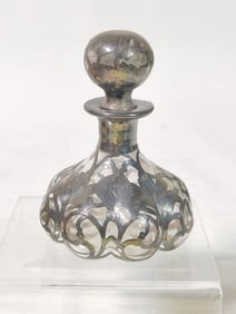 Vintage Sterling Silver Overlay Glass Perfume Bott