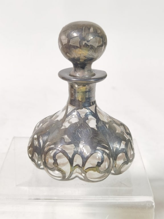 Vintage Sterling Silver Overlay Glass Perfume Bott (1 of 3)