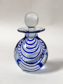 Vintage MMA  Blue Swirl Glass Perfume Bottle