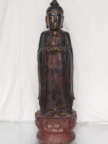 Large Qing or Earlier Chinese Gilt Lacquer over Wo